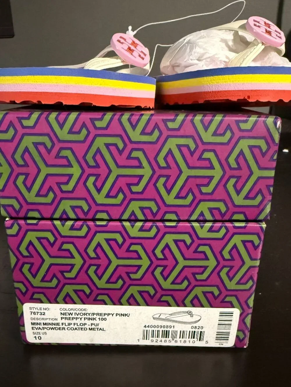 Tory Burch Preppy Pink Mini Minnie Flip Flops New with Box Size 10